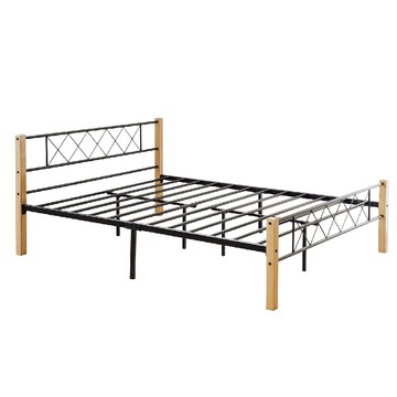 【RICHOME】菲力5呎雙人床原木色+黑色