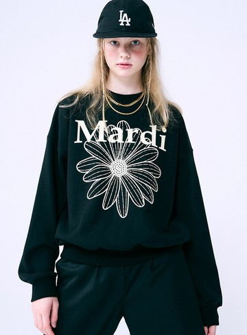 MARDI MERCREDI 印花大學TEE 黑色 經典小雛菊 奶油花 純棉 SWEATSHIRT FLOWERMARDI