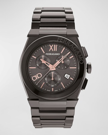 Men's Vega Chrono IP Gunmetal Bracelet Watch, 42mm