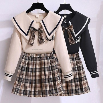 【秋冬新品】 女童套裝 兒童兩件套 中大童休閒套裝 娃娃領 學院風 學生 春秋款 女孩秋冬套裝 兒童休閒服 中大童秋裝