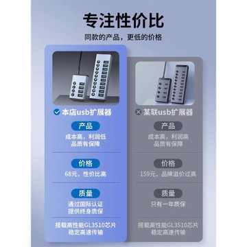 usb擴展器筆記本電腦usb多接口3.0桌面控制器加長線延長hub集線器多功能拓展塢分線器插頭座充電多功能區塊化