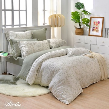 【Great Living格蕾寢飾】英國Abelia 花姿玉立 特大天絲木漿纖維四件式兩用被床包組