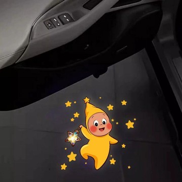 ✨臺灣出貨✨汽車迎賓燈車門燈氛圍無線燈卡通星星通用車載自動感應照地投影女