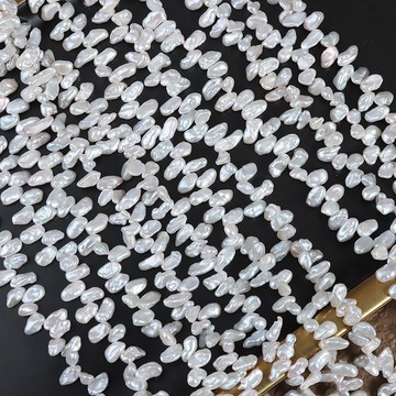 Zz-4mm冷光羽毛花瓣巴洛克珍珠天然淡水異形三七孔無核再生珠diy珠子