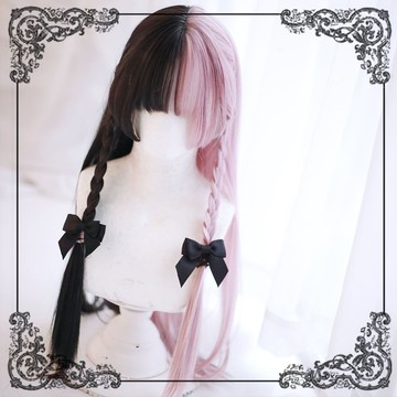 ✨可開發票#漫展 cosplay假毛  二次元COS假髮  陰陽色假髮  陰陽黑白雙拚長直髮  高顏值 假髮