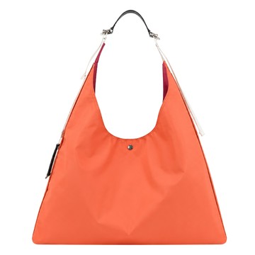 LONGCHAMP RE-PLAY系列撞色尼龍肩揹袋(特大/橘x粉紅)