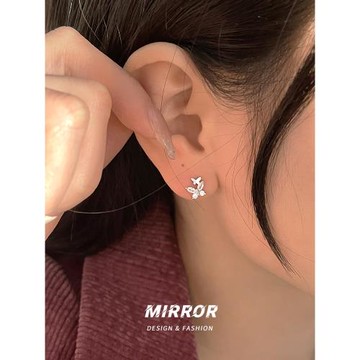 小麋人999純銀閃亮輕奢雙蝴蝶耳釘女耳環耳飾小眾設計2025年新款