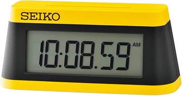 SEIKO Clock【日本代購】精工時鐘 鬧鐘 桌鐘數位運動計時器設計黃黑色-SQ818Y