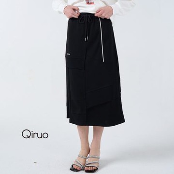 【Qiruo 奇若】秋冬專櫃拉鍊造型直裙7052B 時髦休閒