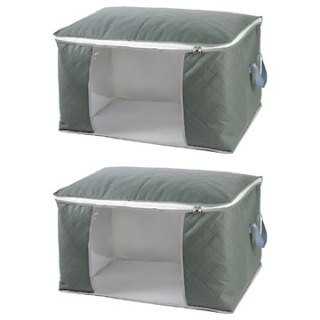 FANCY LIFE 棉被衣物收納袋 橫式小款 經典灰  2個