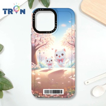TRON IPHONE 16 PRO MAX 櫻花插畫風格白貓咪 防摔 MAGSAFE 磁吸 太空載具殼 透白 手機殼