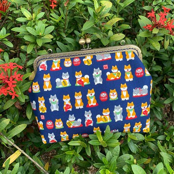 柴犬達磨 藍 20cm口金斜背包 Girlskioku~*