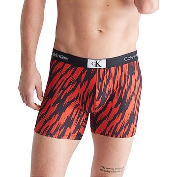 CK 2023男時尚超細纖維黑紅色紋四角修飾內著