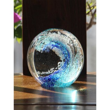 創意風生水起海浪球裝飾品擺件淄博琉璃生日禮物紀念獎杯乘風破浪