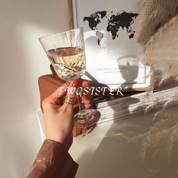 新款法式優雅家居高腳杯香檳杯琉璃玻璃杯水杯果汁杯酒杯茶杯中式