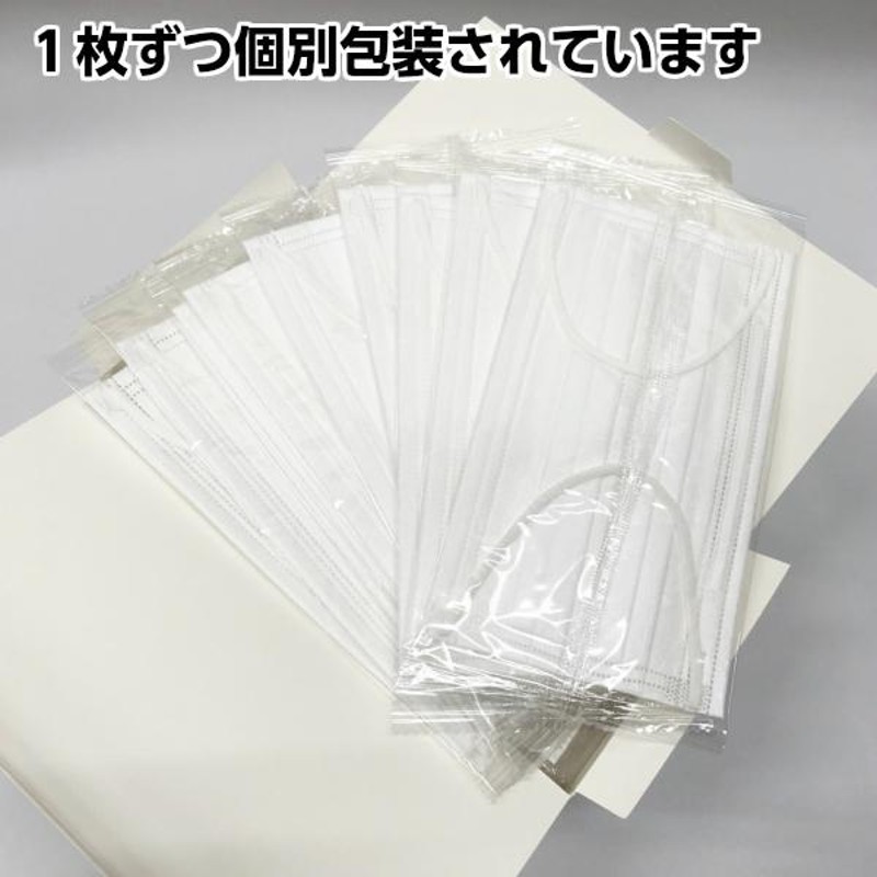 個包装 ホワイト マスク 不織布  3層構造 Wワイヤー 大人用