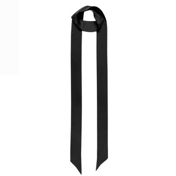 Glee rainbow 經典黑色100%桑蠶絲斜角直角真絲絲巾長條細絲巾