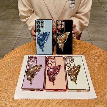 電鍍閃粉蝴蝶支架 防摔手機殼 適用於 谷歌 Google Pixel 8 7A 軟殼 谷歌 8Pro 保護殻