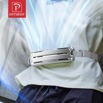 Oatsbasf【24小時出貨】可调冰敷掛腰扇便攜式降溫空調迷你usb充電可穿戴製冷扇PCM冰感戶外腰帶扇