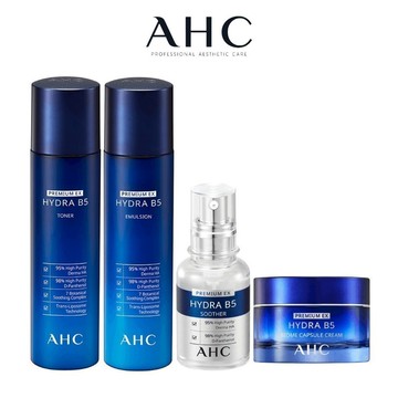 【AHC】瞬效保濕B5微導入系列組合(化妝水+乳液+賦活霜+玻尿酸精華)