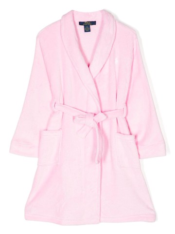 Ralph Lauren Kids - logo-embroidered belted robe - kids - Polyester - S - Pink