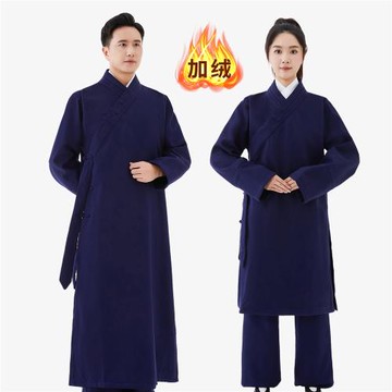 傳統道袍秋冬道服男裝道袍冬季棉服外套衣女裝中式道士服裝男加絨