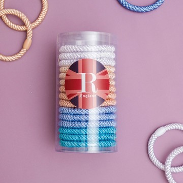 英國 彈力髮圈髮束15入 彈性強不傷髮 - 甜心澄 加贈十入髮圈