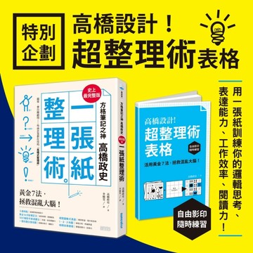 方格筆記之神高橋政史，最完整版「一張紙整理術」：黃金７法，拯救混亂大腦！(內[二手書_良好]