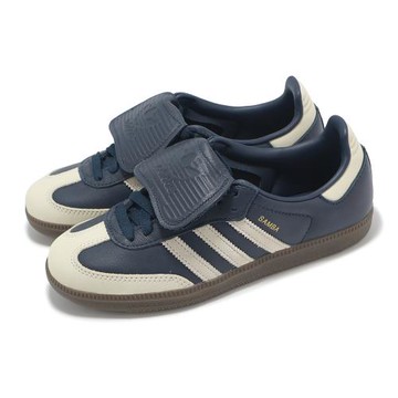 adidas 休閒鞋 Samba LT W 女鞋 深藍 米白 復古 麂皮 翻鞋舌 德訓鞋 愛迪達 JH5705
