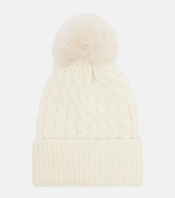 Moncler Logo shearling-trimmed virgin wool beanie