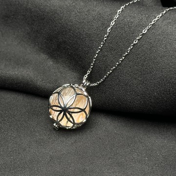 櫻花幽靈 - 生命種子  粉紅幽靈 雪花幽靈 美業 人緣 桃花 和解 圓滿 水晶球 925純銀項鍊 S23BQ31-76