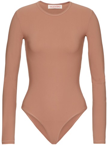 Valentino Garavani - long-sleeve body - women - Polyamide/Elastane - L - Neutrals