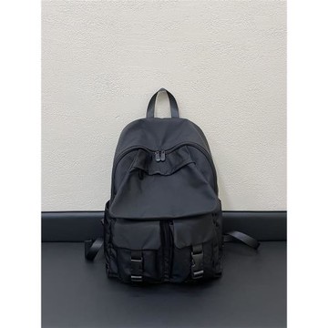 多口袋大容量中性雙肩包輕便尼龍布簡約書包男女休閑百搭旅行包26