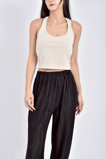 (S) wear to eat質感 bra top掛脖杏色上衣