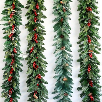 聖誕裝飾 聖誕老人 節日裝飾 免運 青檬圣誕加密2.7米 PE PVC裝飾植絨藤條 圣誕節節點門掛裝飾