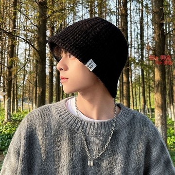 Ylie 帽子 男生毛帽 韓系男帽 韓國毛帽男 漁夫帽男 針織帽男冬天潮保暖毛線帽男士冬季大頭圍帽子男生漁夫帽冷帽盆