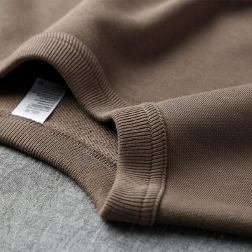 松茸色 340g重磅毛圈布圓領衛衣 巧克力色寬松休閑咔嘰上衣春季