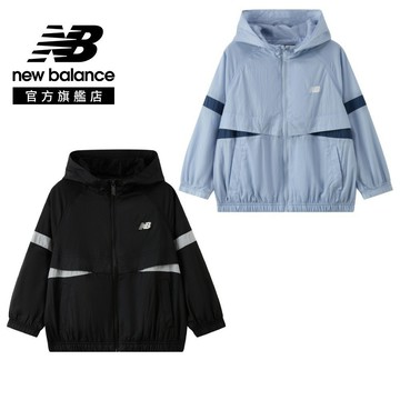 【New Balance】 NB 童裝連帽防風外套_中性_黑/水藍任選_7AG2611WLBL/BK