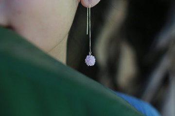 粉色啞光繡球耳線 可改耳鉤