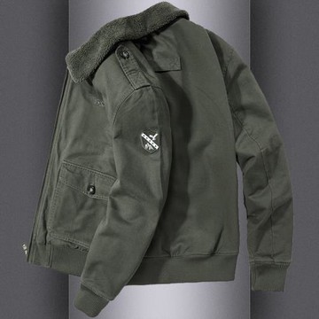 潮牌羊羔絨外套男士冬季加絨加厚飛行員夾克寬松潮流翻領休閑棉衣