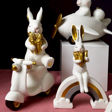 Mia家居北歐田園輕奢兔子工藝品客廳電視機酒柜臥室玄關擺件禮物