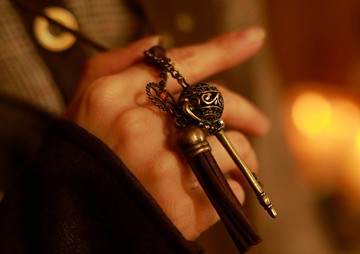 蒸汽朋克 金屬齒輪 流蘇鑰匙 寶石 毛衣鏈 長項鏈