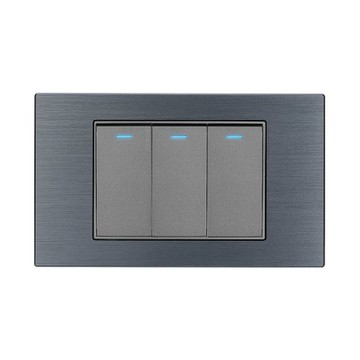 【易智快充】三開LED冷光開關面板-金屬碳灰