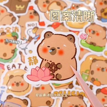 🌼台灣現貨 卡皮巴拉手帳貼紙 水豚素材貼紙 水豚君手帳貼紙 獎勵貼紙 咕卡貼紙 行李箱貼畫 水豚貼紙 冰箱貼紙 手機殼貼