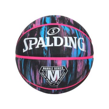 SPALDING 大理石系列-#7橡膠籃球#40647-訓練 運動 室內外 7號球 SPA84400 黑亮粉白藍