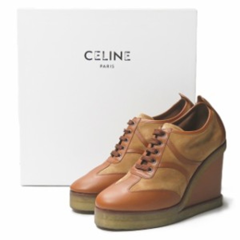 CELINE セリーヌ イタリア製 MANON ウェッジソールレースアップ