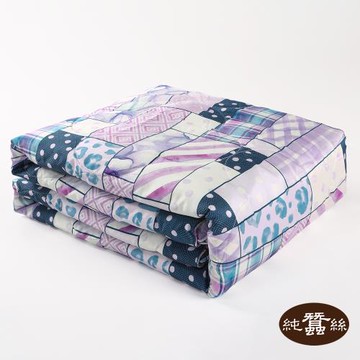 【岱妮蠶絲】精美印花絲棉緞蠶絲涼被0.7KG-童趣拼條-粉(VHS38E01)