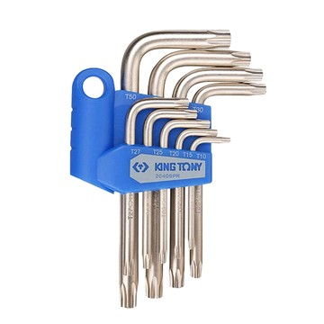 KING TONY 金統立 專業級工具9件式短六角星型中孔扳手  1組