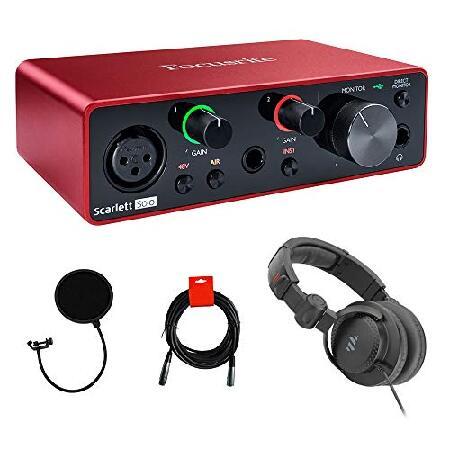 Focusrite Scarlett Solo USB Audio Interface (3rd Gen) Bundle with Studio Headphones, Pop Filter ＆ XLR Cable