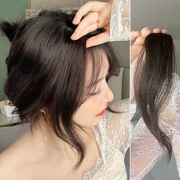 【台灣發貨】仿真髮八字劉海自然無痕前額劉海隱形法式中分韓式八字劉海假髮片女網紅仿全真人髮假劉海自然前額無痕中分頭簾